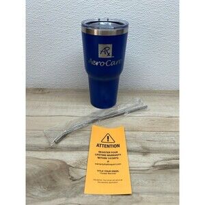 ATLIN Blue Stainless Steel 32 Oz Aero Care Tumbler With Strow And Cleaning Brush